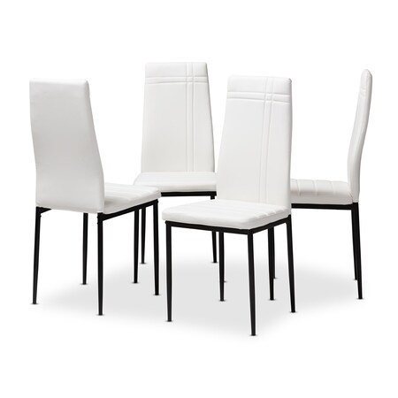 Baxton Studio Matiese Modern White Faux Leather Upholstered Dining Chair, PK4 146-8786